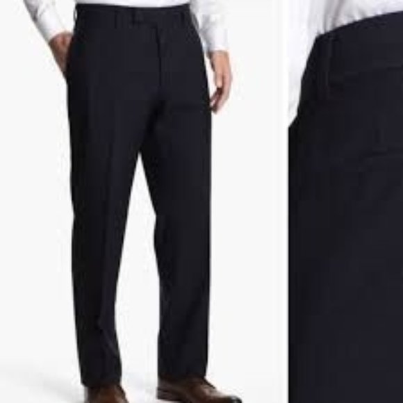 Hugo Boss James Brown Wool Flat Front Dress Pants Black 35R - Picture 2 of 7